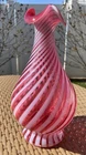 Fenton Cranberry Opalescent Spiral Optic 10 Inch Vase. No Damage. Great Color.