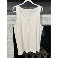 Tommy John Waffle Lounge Tank Top Women's Plus Size 2X Ivory Minimalist