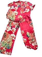Natori Enchanted Lotus 2 PC Set Womens M Multi Floral Print $78 NWT