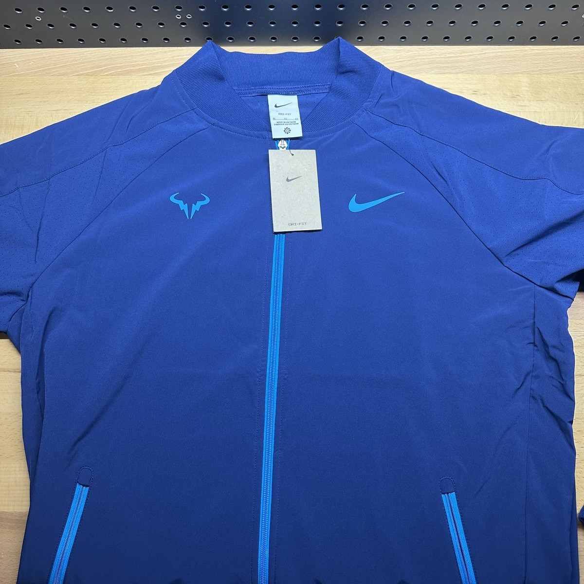 Nike Dri-FIT Rafa Nadal Tennis Court Jacket Blue Full Zip Up Men's