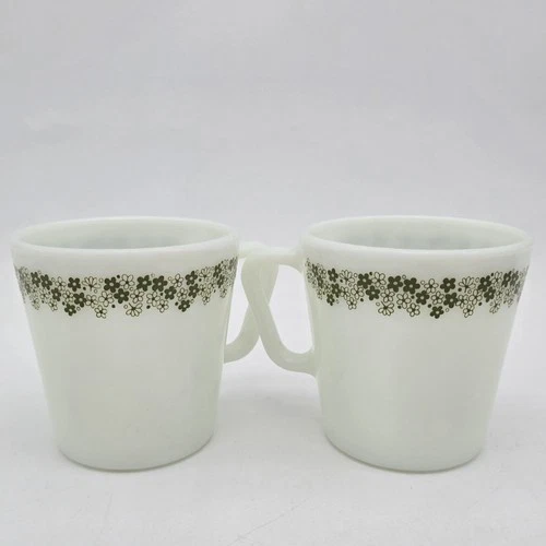 Vintage Pyrex Spring Blossom D-Handle Coffee Mugs 1410 Set of 2 Crazy Daisy