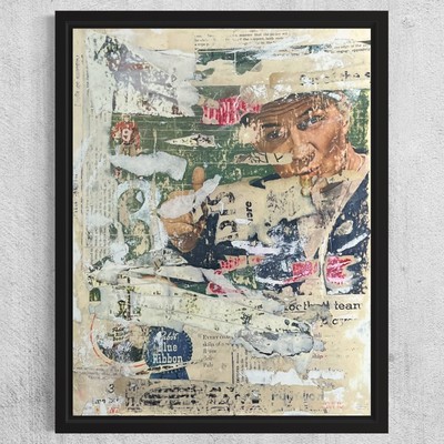 Original Contemporary Art Collage 9.75x13 ''1945 Pabst Blue Ribbon PBR Ad''