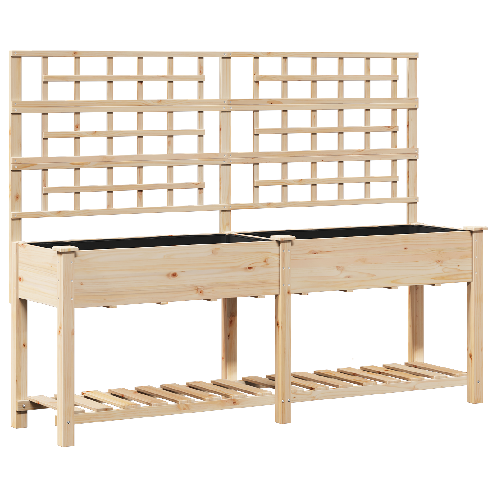 Pianter a Giardino con Trellis e Ripiano 203x53x152 cm in Legno Massello di Pino