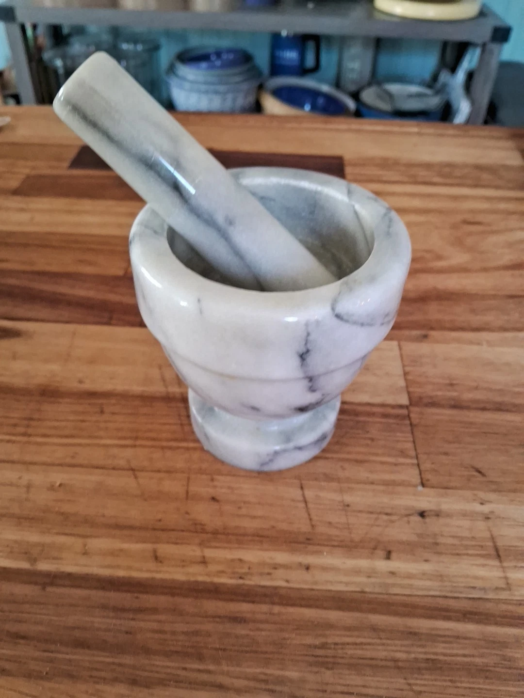 VINTAGE MORTAR MARBLE STONE & PESTLE TO COOK OR APOTHECARY GRINDING TOOL BL