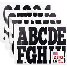 4 Inch Letter Number Stickers, Self Adhesive Alphabet Stickers for Black