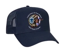 Otto custom trucker hat with Air Force Chief Master Sergeant digital transfer