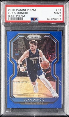 2020 PANINI PRIZM BLUE PRIZM #32 LUKA DONCIC 136/199 PSA 9