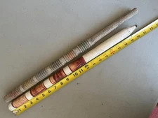 2 Vintage JUMBO Hardwood Croquet Stakes, 20" &  22", Wood Posts Colorful Stripes