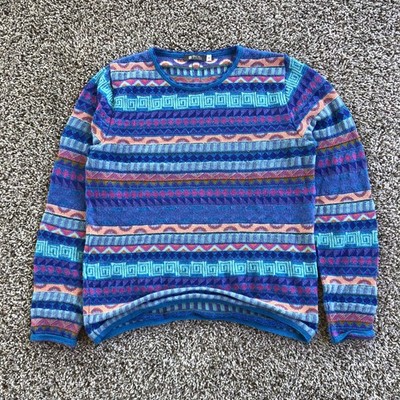 Sol 100% Baby Alpaca Sweater Size Medium Tribal Aztec Geometric Preppy Pullover