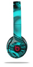 Skin Wrap for Beats Solo Wireless 2 3 4 Liquid Metal Chrome Neon Teal SKIN ONLY