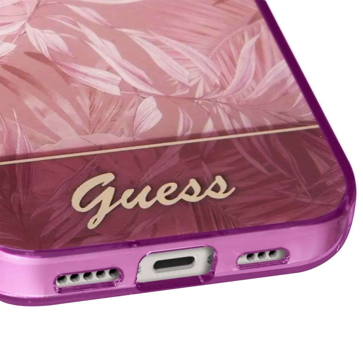 Coque Guess Jungle iPhone 14 Plus rose en polymère premium - 4