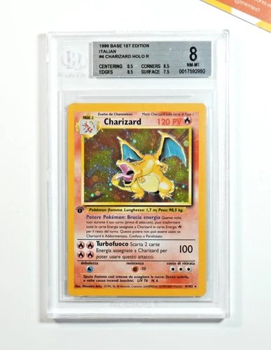 Pokemon BGS 8 Charizard #4 Holo 1st Edition Base Set 1999 Italian
