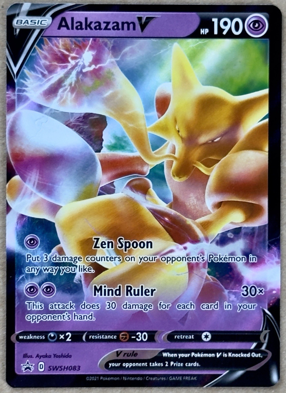POKÉMON SWORD & SHIELD BLACK STAR PROMO ALAKAZAM V RARE HOLO SWSH083 NM+