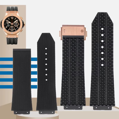 Uhrenarmband Silikon 26×19 mm Schwarz Wasserdicht Ersatzband für Hublot Big Bang