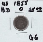 1855-O US Half dime Silver Coin - Good