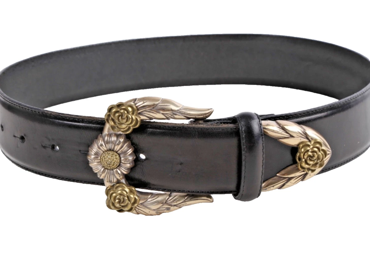 Brighton Lot of 2 Small Belts - braided medallion and resin tortoiseshell 90s Brighton Black Leather and Chain Waist Belt 24 to 28  main image 4