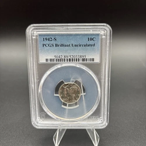 1942-S Mercury Silver Dime PCGS Brilliant Uncirculated 90% Silver