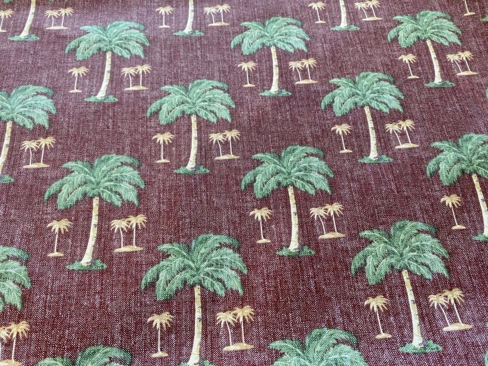 38 Yards Hawaiian Tropical Palm Tree Cotton Fabric Washed - Image 1 of 4
