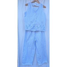 Secret Treasures Women's Pajama Set Sz M Blue Striped Cottage Capri Tank Set