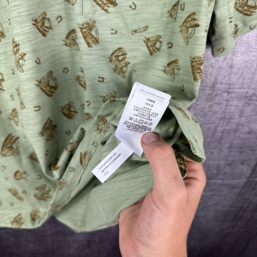 Double RL RRL Ralph Lauren Horse Print Green Jersey Polo Shirt Men's Size L - Picture 10 of 10