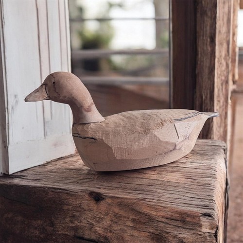Rustic Wooden Hand Carved Duck Decoy Brant Waterfowl Coastal Farmhouse Cabin Art