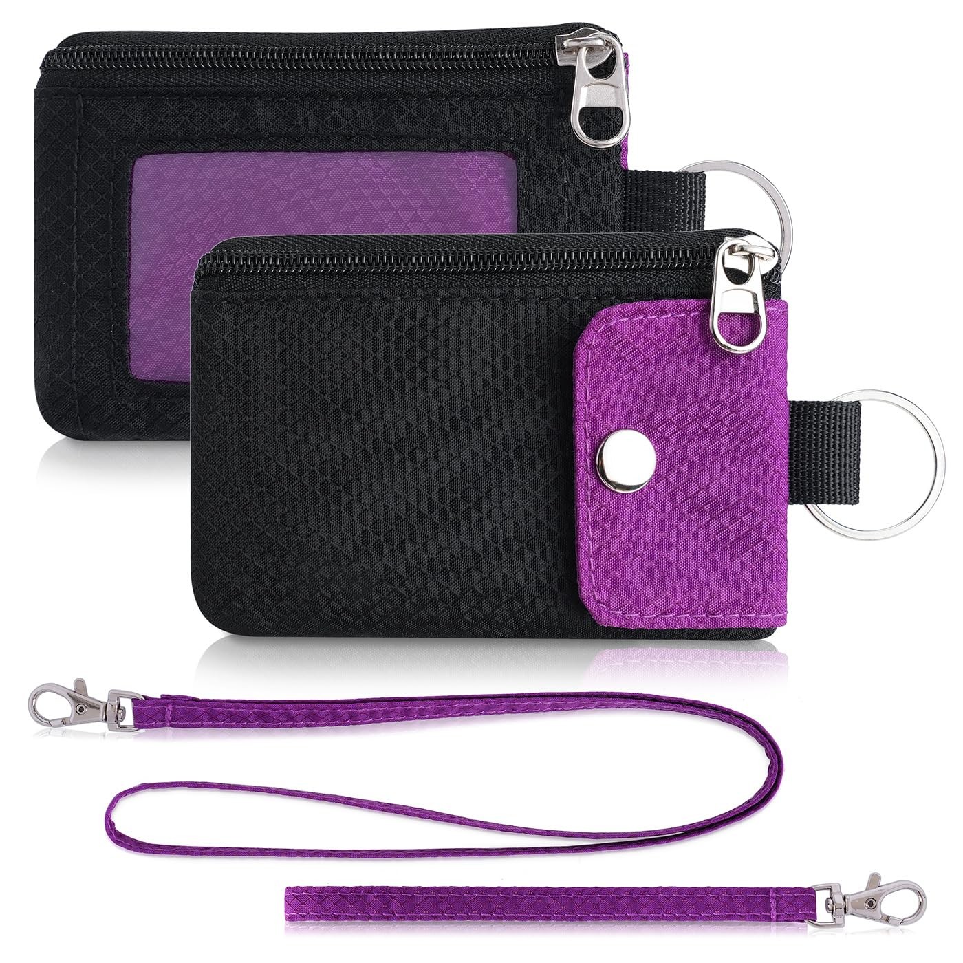 Minimalist Wallet For Mens Womens, Keychain RFID Blocking Zipper Small Wallet...