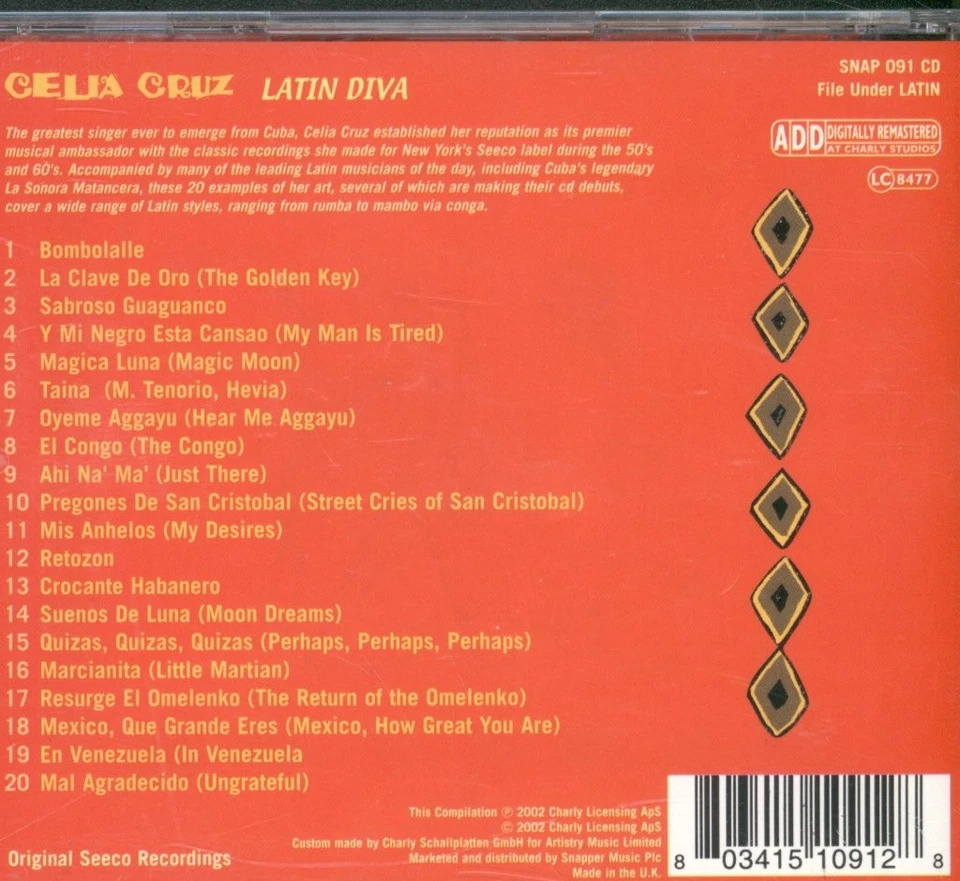 Celia Cruz Latin Diva CD UK Charly 2002 SNAP091CD - Image 2 of 3