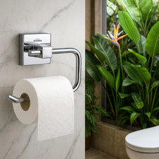 ECOSPA Toilet Roll Holder Wall Mounted Paper Tissue Metal Chrome WC Bathroom UK