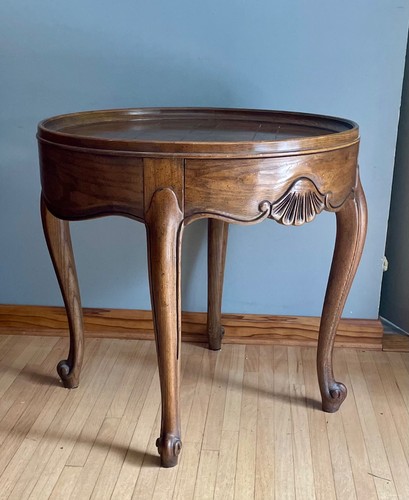 Baker Furniture French Side Accent Table End Table Round W/ Drawer