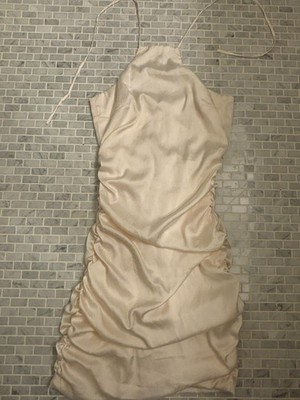 Oh polly white mini dress halter tie square neckline size US2
