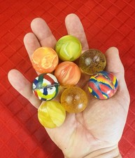 Vtg Multicolor Swirl Bouncy Ball Lot Of 9 - Retro Toy Rubber Superballs -