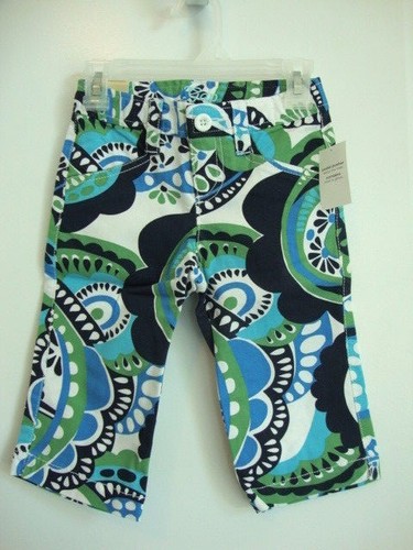 Gap Kids Mediterranean Medi Blue Green Print Capri Pants Size 6 SLIM Pattern #2