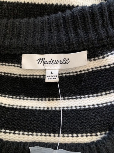 New Madewell Button Sleeve Sweater Dress True Black Sz L M1653 - Picture 7 of 9