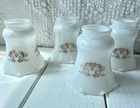 4 White Milk Glass Vtg Globe Set Shade 2-1/4" Fitter Gold Bell Regency Scallop