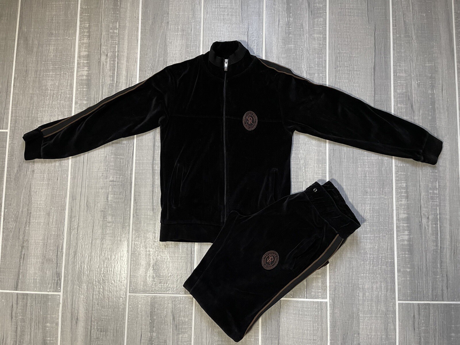 STEFANO RICCI TRACKSUIT JACKET & PANTS Velvet BLACK S… - Gem