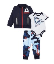 NEW REEBOK Boys Toddler Jacket Bodysuit Joggers 3 pc Set 18 MO