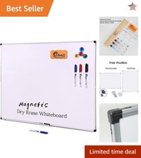 Double Sided Whiteboard - 24x18 Inch - Magnetic Surface - Silver Aluminum Frame