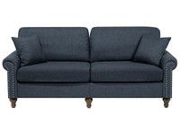Klassisches Sofa 3-Sitzer Polsterbezug 2 Zierkissen Dunkelgrau Otra Ii