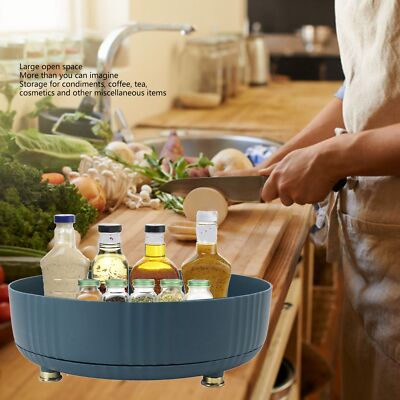 (Blue) Lazy Susan Turntable Organizer 360 Degree Rotating Spice