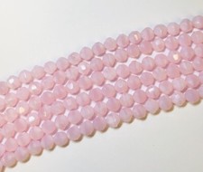 23 9mm Pink Opal Firepolished Thru Cuts Czech Glass Beads