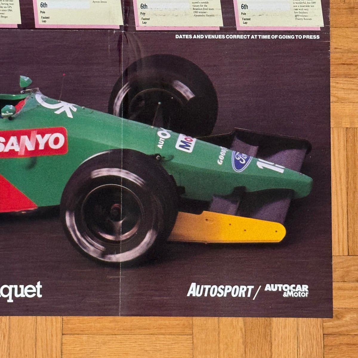 1990 Formula One Grand Prix Racing Calendar Poster Benetton Ford