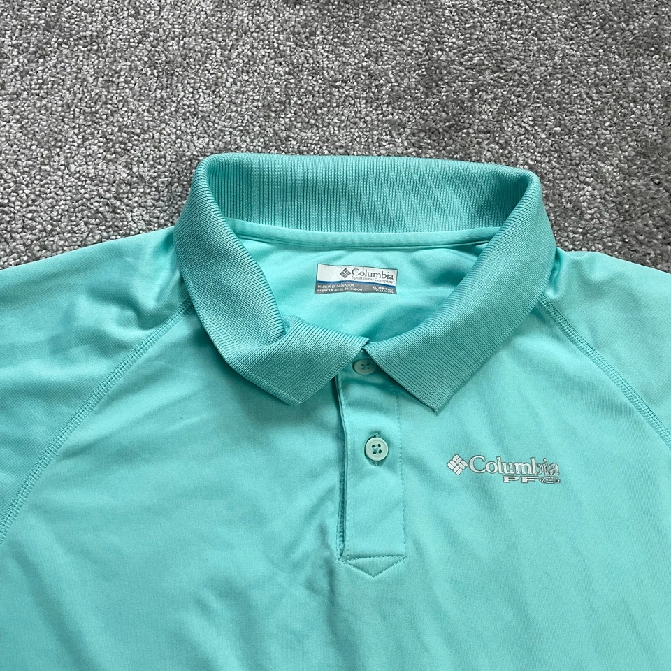 Columbia PFG Omni Shade Polo Shirt Boys XL Blue Short Sleeve Collared Casual Top - Image 3 of 4