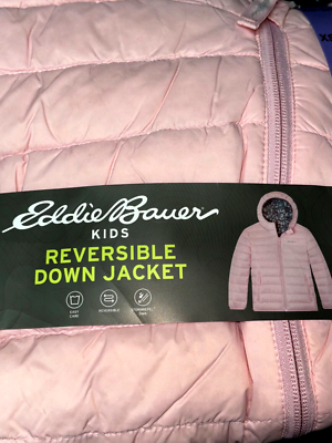 Eddie Bauer Girls Reversible Jacket Full Zip Hooded (Pink
