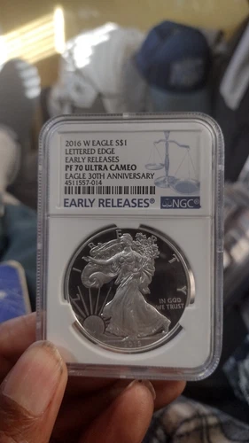 2016 W PROOF SILVER EAGLE NGC PF70 ULTRA CAMEO ER 30TH ANNIVERSARY LETTERED EDGE
