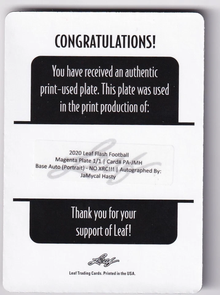 2020 Leaf Flash Auto Portrait Printing Plates Magenta #PAJMH JaMycal Hasty 1/1 - Image 2 of 2