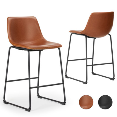 2Pcs Dining Pub Kitchen Chair Home Bar Stool Set Chair Counter Height with Legs
