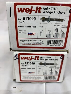LOT OF 9 WEJ-IT 1'' X 9'' ANKR-TITE ANCHORS AT1090, ZINC PLATED CARBON STEEL (9)