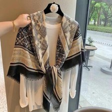 Floral Print Square Scarf Hand Drawn Wrap Sun Protection Shawl Women Summer