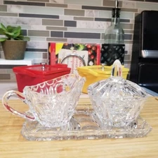 Vintage Creamer - Sugar Bowl with Lid - Decorative Tray 4pc Set