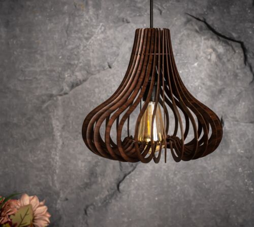 wooden hanging pendant light home decor mid century modern hanging light fixture - Picture 1 of 5